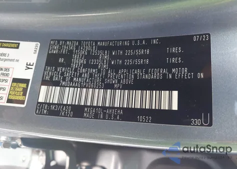 2023 Toyota Corolla Cross Xle из США, поврежденный, VIN 7MUDAAAG1PV060253